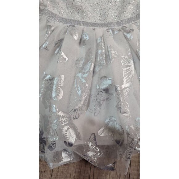 The Childrens Place 4T Silver Glitter Butterfly Tulle Party Dress  gray - Picture 8 of 12